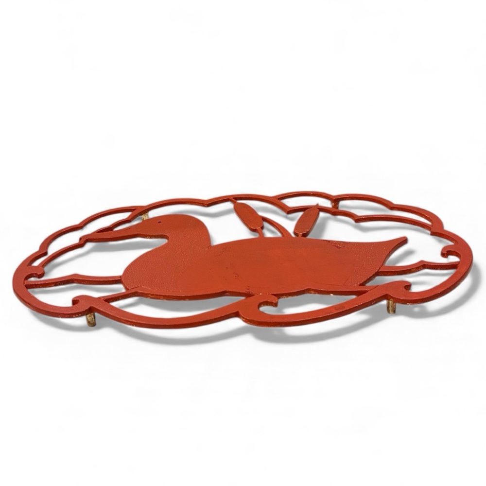 Japanese Iron Duck Trivet/ Red Duck Wall Decor Footed Hot Pot Trivet Red Duck